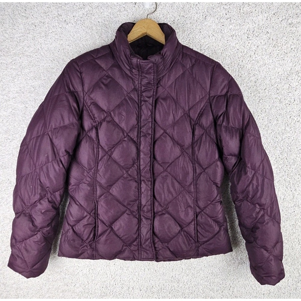 Eddie Bauer Goose Down Coat 700 Fill Power Women's Large Tall Purple Quilted